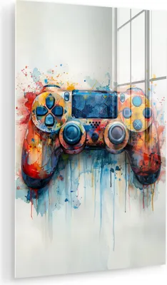 Produktbild von MuchoWow Glasbilder - Bilder auf Wandbild - Foto auf Glas Kinder- und Jugendzimmer - Spiele - Gamecontroller 80x120 cm Wanddekoration aus Glas - Acrylglasbild - Acrylbilder - Die Schlafzimmer