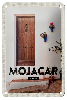 Produktbild von Blechschild Reise 12x18cm Mojacar Spain Spanien Hozltür Geschenk Schild