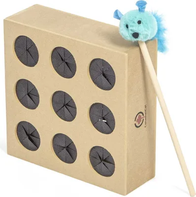 Produktbild von Interaktive Katzenspielzeugbox mit Plüsch- und Feder-Maus von Canadian Cat