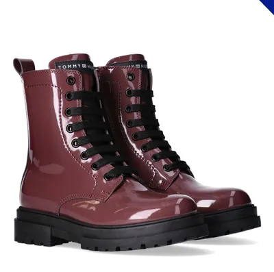Produktbild von Tommy Hilfiger Lace-up Biker-Stiefel mit Lack-Finish für Mädchen, Kessy, Bordeau