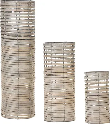 Zdjęcie produktu dla BELIANI Zestaw 3 świeczników jasnobrązowy kwadratowe wysokie różne rozmiary boho design szklany pojemnik