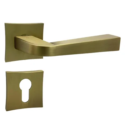 Produktbild von DOMINO Türgriff Drückergarnitur PZ - Profilzylinder | quadratische Rosette| Zimmertür, Bürotür, Kellertür | Aluminium | Bronze Matt |ANDY QR M3/MATT |