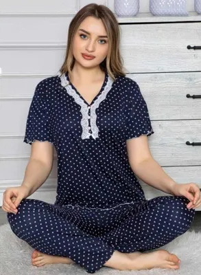 Immagine prodotto di Damen Pigiama Schlafanzug Marineblau M Kurz Viskose S-53