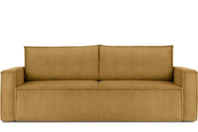 Obrázek produktu pro Rozkládací pohovka Konsimo s funkcí spaní s područkami "NAPI", žlutá, manšestrová tkanina, Loft, 228x89x101 cm