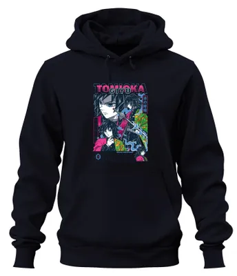 Produktbild von Giyu Tomioka Kimetsu no Yaiba Water Breathing Schwert Hoodie Kapuzenpullover, Navy, L
