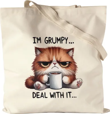 Produktbild von I'm Grumpy Deal With It Jutebeutel Lustige Katze Morgenmuffel Humor Geschenkidee