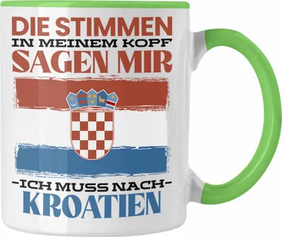 Produktbild von Trendation - Kroatien Tasse Urlaub Heimat Geschenk Spruch Kroatie Geschenkidee (Grün)