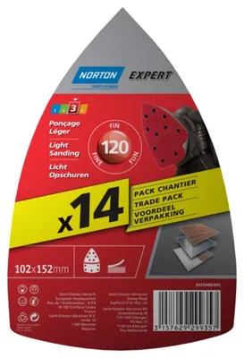 Produktbild von Norton Expert Schleifpapier 102 x 152 mm Körnung 120 Set von 14