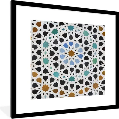 Produktbild von MuchoWow® Gerahmtes Poster Ein marokkanisches Mosaikdetail 40x40 cm - Poster mit Schwarzem Bilderrahmen Wandposter Rahmen Foto Bilder - Poster - Plakat im Rahmen
