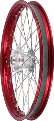 Immagine prodotto di Ruota a raggi 1,6 x 19" per freno a disco, cerchio in alluminio anodizzato rosso + raggi in acciaio inossidabile - Simson S53OR, S83OR