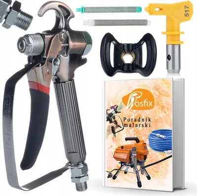 Obrázek produktu pro Rosfix Stříkací Pistole pro Malířskou Pistoli TurboJet TJ1 + Tryska Ultra Spray 517 + Zelený Prstový Filtr 30 Mesh + Bílý Prstový Filtr 60 Mesh