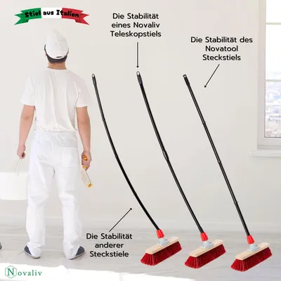 Obrázok produktu pre Novaliv 2x metla do haly 40 cm s násadou štetiny z konských vlasov metla jemná ideálna ako dielenská metla s násadou metla do haly priemyselná metla metla do domu metla na zametanie metla do izby metla na vlasy metla do salónu metla mäkká
