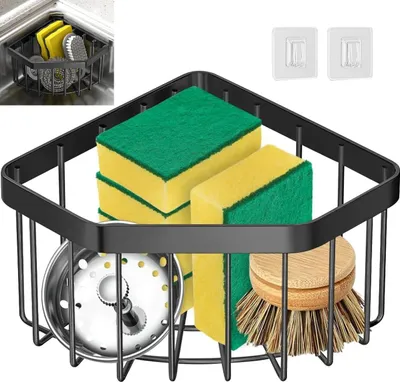 Produktbild von Küchenorganizer-Set, Edelstahl Spülbecken Organizer, Küchenregale, Trockenständer mit Abtropfschale und rutschfeste Pad, Spülbeckenregal für Küche
