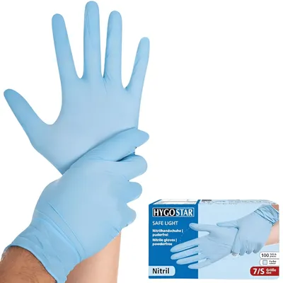 Produktbild von 100 Stk Nitril Handschuhe Safe Light puderfrei blau, Größe:7
