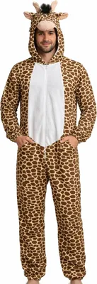Produktbild von Giraffenkostüm Herren Overall mit Kapuze – Tierkostüm Erwachsene Einteiler – Karneval Fasching Safari Verkleidung Tieranzug JGA Festival Safari-Kostüm, Größe:XL