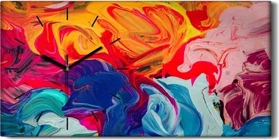 Produktbild von Küchenuhr Bürouhr Leinwand Uhr Geräuschlos 60x30 Malerei Kunst Abstrakt - schwarze Hände