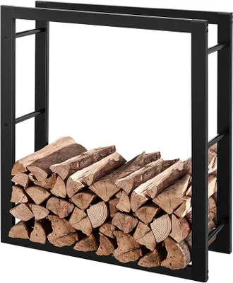 Obrázek produktu pro RANSENERS Regál na dřevo do krbu, 130x27x150 cm (dostupné i jiné rozměry), robustní a nerezový regál na palivo pro vnitřní i venkovní použití
