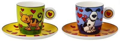 Produktbild von 2er Set Ed Heck Espressotassen Love Dog & Love Cat 100ml Porzellan Goebel