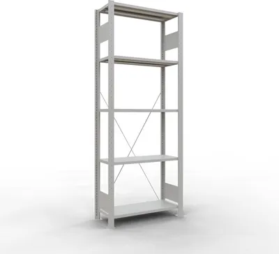 Produktbild von Schulte Fachbodenregal MULTIplus150 Stecksystem | Grundregal | HxBxT 200x75x30cm | 5 Ebenen | Fachlast 150kg | Lichtgrau