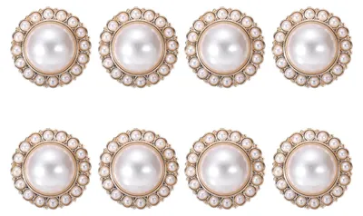 8 Kunstknöpfe mit Strass, 22 mm, rund, Gold, zum Annähen
