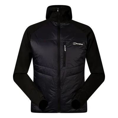 Trawden Hybrid-Kapuzenjacke für Herren von Berghaus; schwarz; mit isolierenden und elastischen Ärmeln.