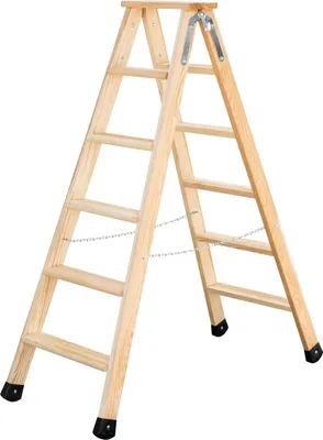 Produktbild von MUNK Stehleiter Holz 33812 beidseitig 2x6Stufen