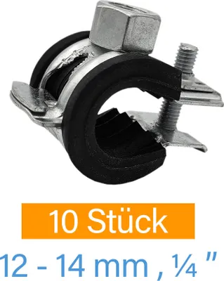 Produktbild von 10x Stahl Rohrschellen 12-14mm 1/4 Zoll Gelenkrohrschellen Schraubrohrschellen