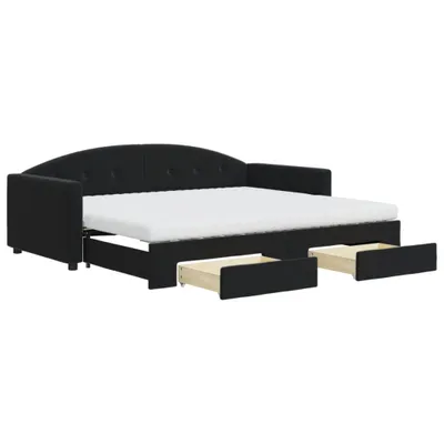 Produktbild von vidaXL Tagesbett Ausziehbar mit Schubladen Schwarz 90x190 cm Samt