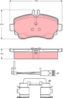 Produktbild von Trw Bremsbelagsatz, Scheibenbremse Vorderachse GDB1480