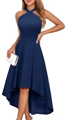 Productafbeelding van Elegant midikleid, geschikt voor een cocktail- of avondceremonie, in granatrood