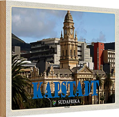 Produktbild von Holzschild Reise 30x20cm Kapstadt Südafrika City Hall