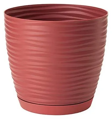 Obrázek produktu pro Velký květináč s vlnitým designem a 3D efektem, 27 cm, červený