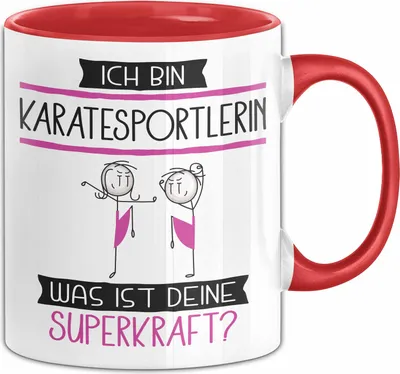 Produktbild von Karatesportlerin Geschenk Tasse Ich Bin Karatesportlerin Was Ist Deine Superkraft Geschenkidee Lustig Geburtstag Weihnachten (Rot)