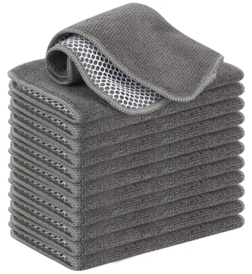 Obrázek produktu pro Sada 12 mikrovláknových utěrek do kuchyně, šedé barvy, rozměr 20x20 cm