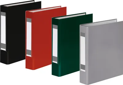 Produktbild von 4x Ringbuch mit Rückenschild / DIN A5 / 2-Ring / je 1x rot,schwarz,grün,grau