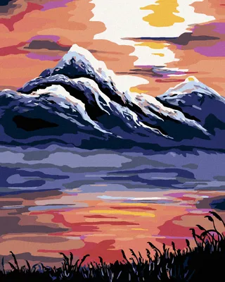 Produktbild von Zuty - Malen nach Zahlen - SONNENUNTERGANG ÜBER DEN BERGEN, 40x50 cm, ohne Keilrahmen