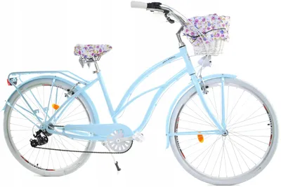 Zdjęcie produktu dla Rower Dallas Cruiser 28" 7spd Lady Alu - niebieski z białym, koszem i wyściółką