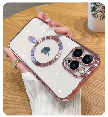 Produktbild von ANTCOOL transparente magnetische Handyhülle für Magsafe drahtlos aufladbare Handyhülle für iiPhone13mini transparente plattierte Silikonhülle