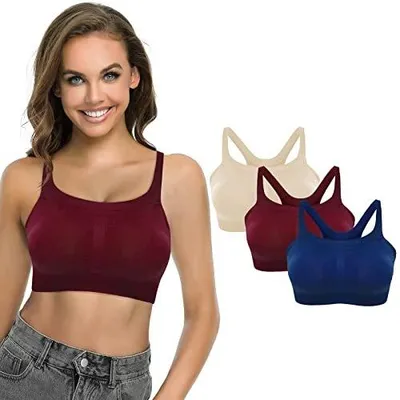 Zdjęcie produktu dla Biustonosz sportowy damski bezszwowy push up joga fitness 3 sztuki