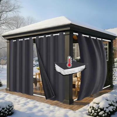 Immagine prodotto di Tenda termica oscurante per esterni Protezione dal freddo Impermeabile Antivento Tenda termica trapuntata con occhielli, 1 pezzo, L132xH244cm, grigio