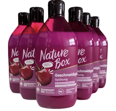 Produktbild von Nature Box Cherry Spülung 6 x 385 ml - Mit kaltgepresstem Kirschkernöl - Anti-Frizz - Vorteilspack