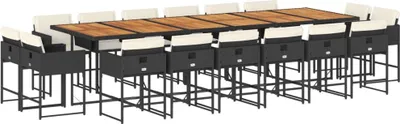 Produktbild von vidaXL 17-tlg. Garten-Essgruppe mit Kissen Schwarz Poly Rattan