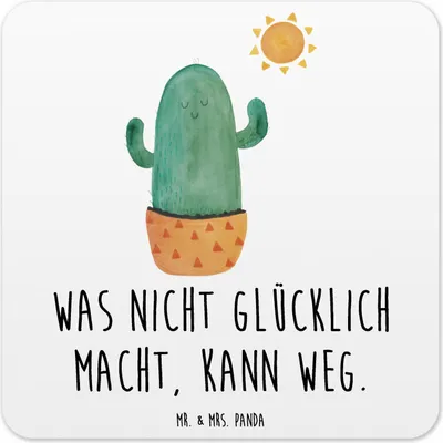 Produktbild von Mr. & Mrs. Panda Tassenuntersetzer Kaktus Sonne 10er Set - Weiß - Geschenk, Trennung, Glas-Untersetzer, Untersetzer Tassen, Freundin, Getränkeuntersetzer, Coaster