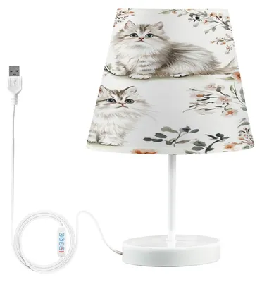 Image de Lampe de chevet mignonne avec port USB et motif de chat