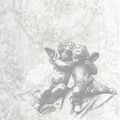 Produktbild von 20 Servietten Classic Angels silver - Engel-Paar in grau-silber 33x33cm