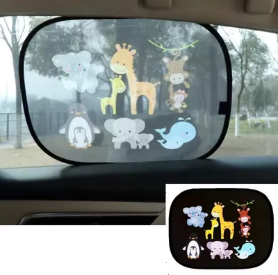 Produktbild von Sonnenschutz fürs Auto - Autofenster-Sonnenschutz - Kinder-Sonnenschutz - Selbstklebender Sonnenschutz fürs Auto - UV-Schutz für Babys - Mit Tierdruck - 1 Stück - CHPN