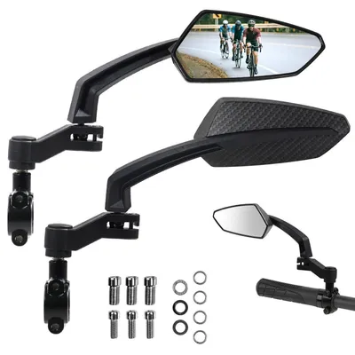 Immagine prodotto di Specchietto retrovisore per bicicletta, modello Lenker, con vetro convesso ad alta definizione, resistente agli urti, regolabile a 360°, adatto per mountain bike (MTB) ed e-bike, per manubrio da 21-26 mm, lato sinistro