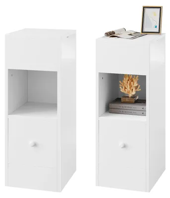 Immagine prodotto di Tavolino da comodino - Set di 2 tavolini da comodino - Tavolini da comodino moderni - 2 - Ripiani aperti, 1 cassetto - 25x66x30 cm