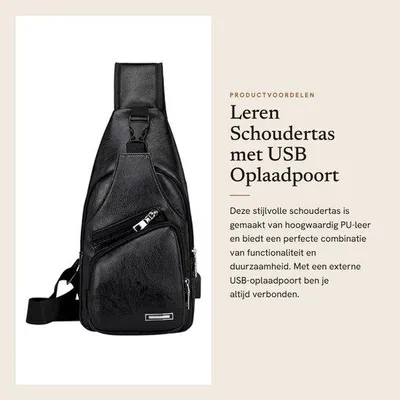 Produktbild von Lederer Schreibtischsack mit USB-Ladeanschluss für Männer