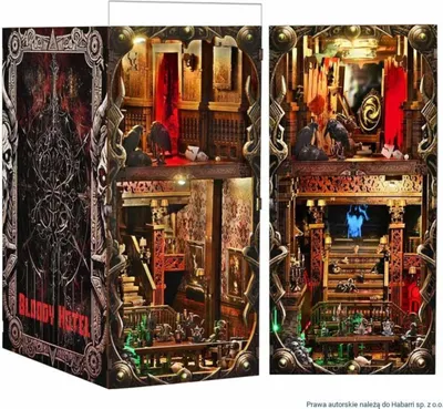 Produktbild von Habarri | DIY Book Nook - Das blutige Hotel - Puzzle 3D - Miniatur Haus Kit mit Möbeln und LED-Licht - Buch Ecke Kit